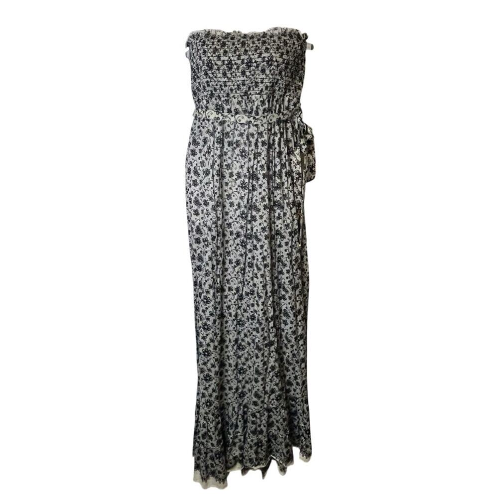 Juicy Couture Beach Royalty Strapless Maxi Smocked Bodice XL Dark Coquette Y2K